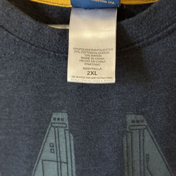 Star Wars Millennium Falcon Sweat Shirt Men's 2XL Blue Long Sleeve Excellent Con - Picture 2 of 4